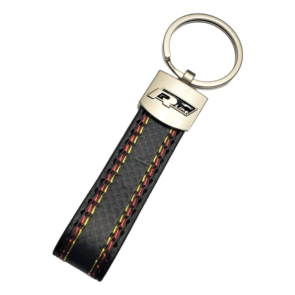 R Line Keychain Leather with Stitches Rline Keyring Keyfob Holder
